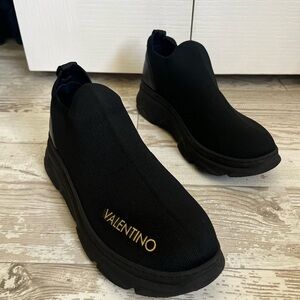 Valentino Black and Gold Stretch Sneakers